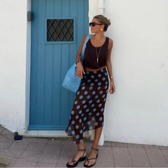 NWT Zara Polka Dot Asymmetric Skirt